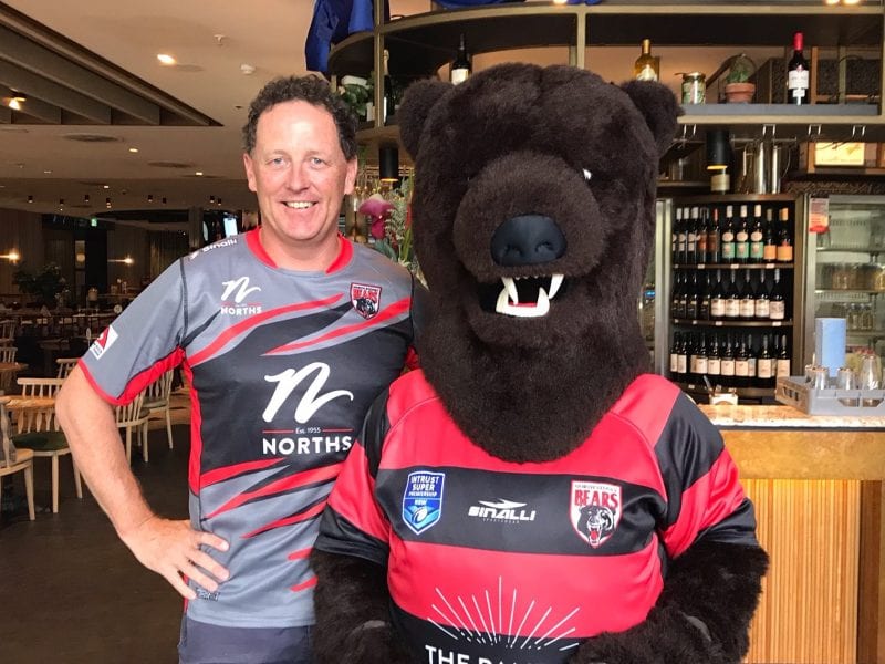 Peter with bears mascot